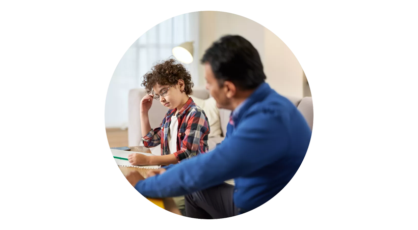 Parent working with child