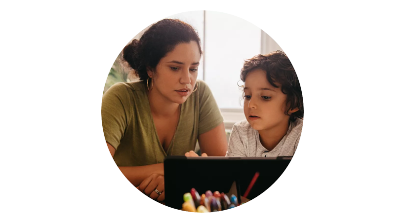 Parent working with child
