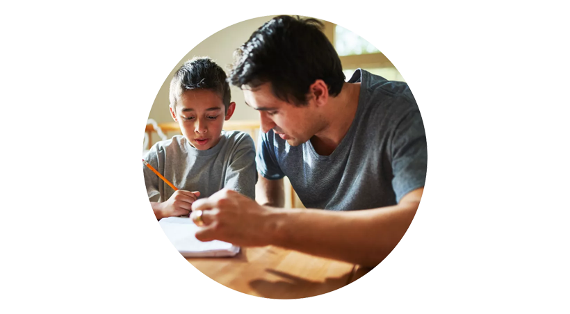 Parent working with child