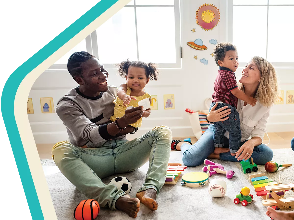 Parents playing with children