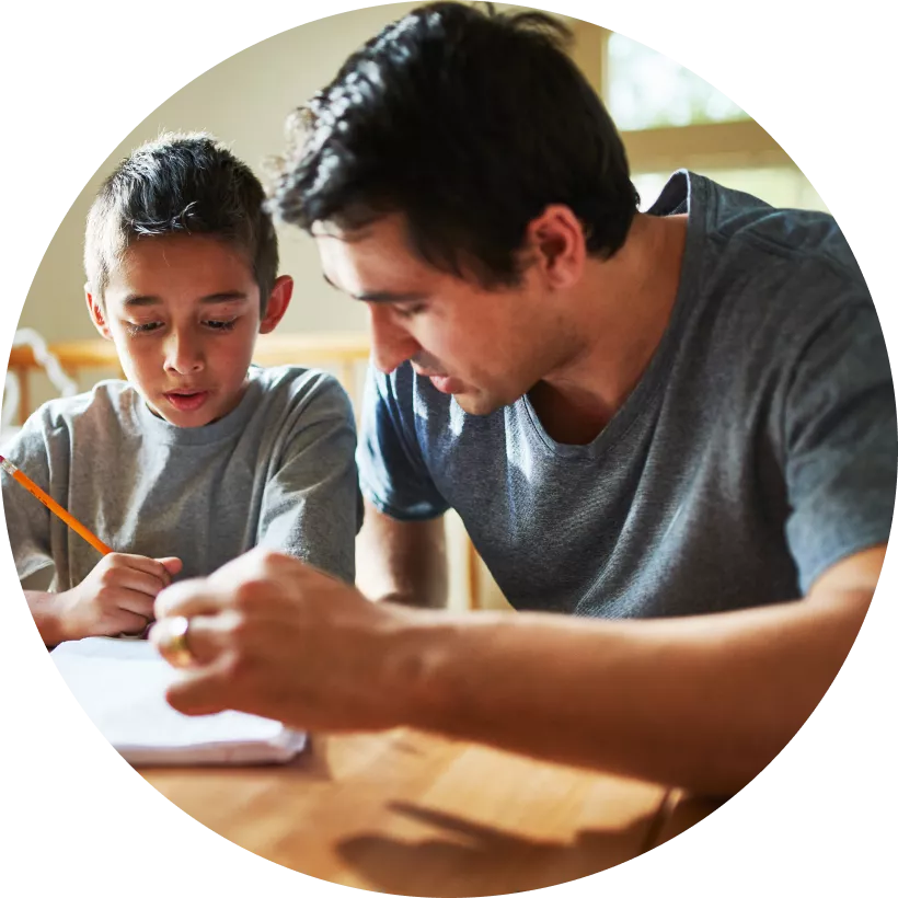 Parent working with child