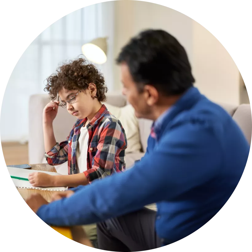 Parent working with child