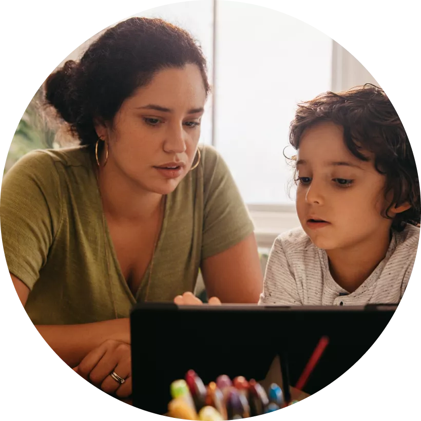 Parent working with child